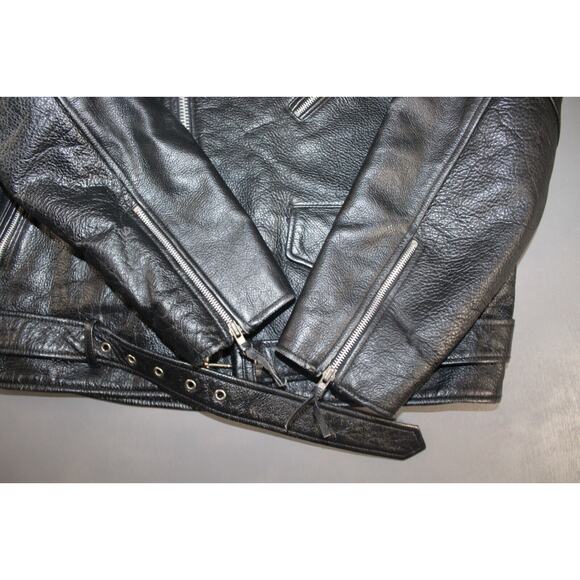 VTG Wilsons Classic Black Leather Motorcycle Moto Biker Punk Jacket Men's Large - Picture 4 of 9